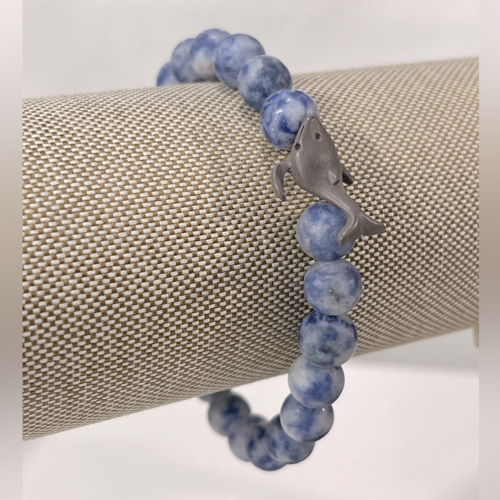 BUENA VIDA Whale Beaded Bracelet Blue White Gray-OS